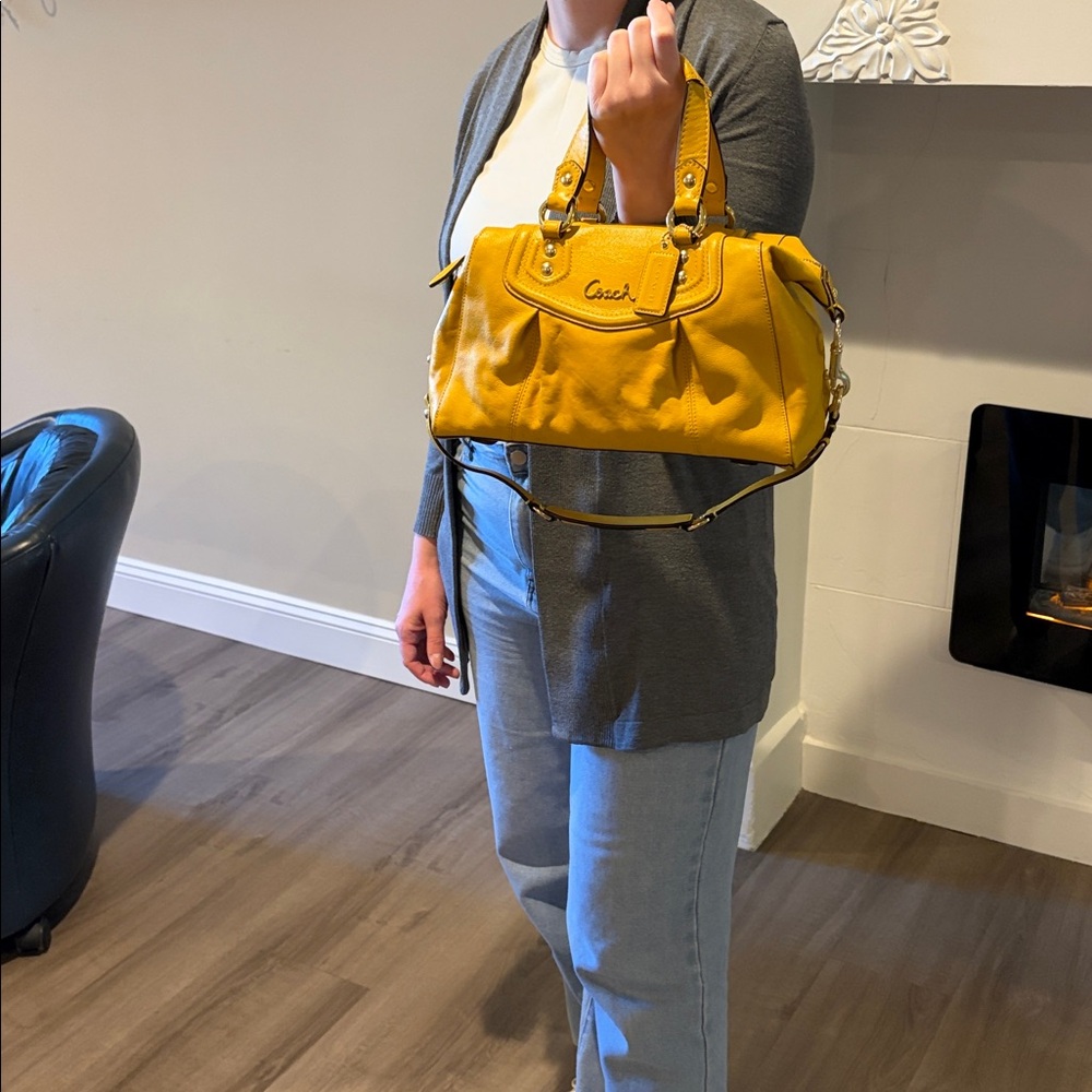 Coach Sunflower Yellow Ashley Leather Bag - Picture 3 of 14